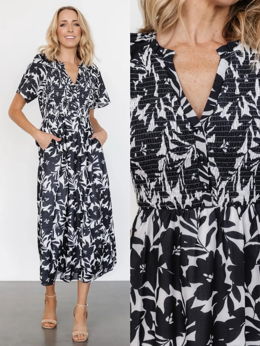 Baltic Born Annise Midi Dress in Black Multi